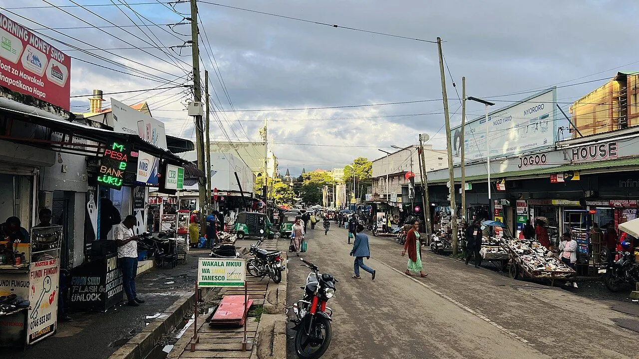 Boxes of donated goods stacked in a warehouse